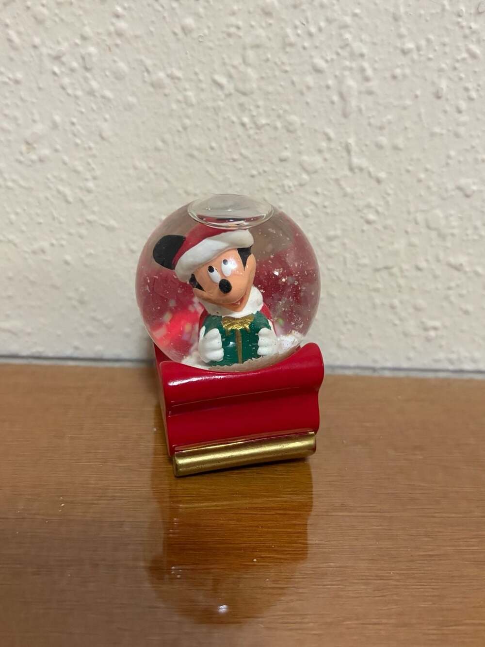 Disney Mickey Mouse Christmas Mini Snow Globe in Sleigh, 2003